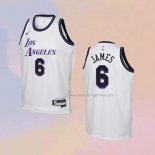 Kid's Los Angeles Lakers LeBron James NO 6 City 2022-23 White Jersey